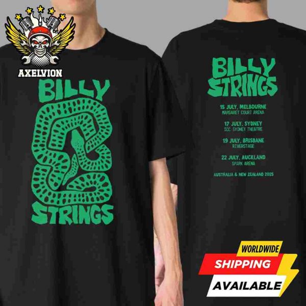 Billy Strings Australia And New Zeadland 2025 Tour Exclusive Merchandise Artwork By Logan Fox Two Sided Unisex T-Shirt