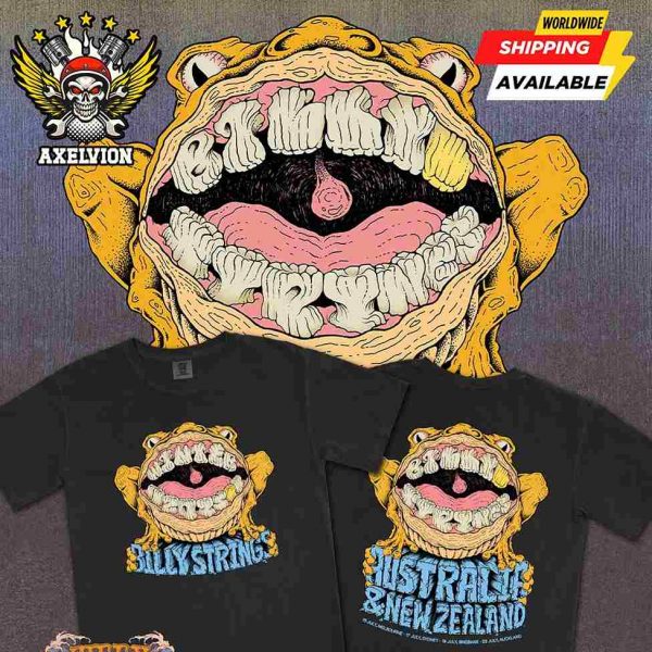 Billy Strings Australia And New Zeadland 2025 Tour Exclusive Merchandise Tee Artwork By Logan Fox Two Sided Unisex T-Shirt