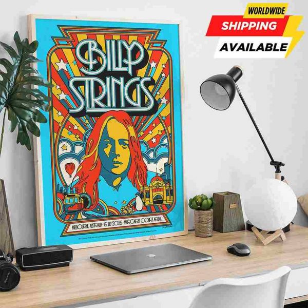 Billy Strings Melbourne Australia Concert Poster July 15 2025 Live At Margaret Court Arena Art By Jim Grimwade Poster Canvas