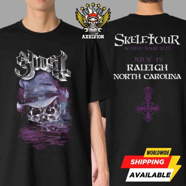 Ghost Band Official Skeletour 2025 Raleigh North Carolina Exclusive Tee On July 15 At The Lenovo Center Double-Sided Printed Shirt