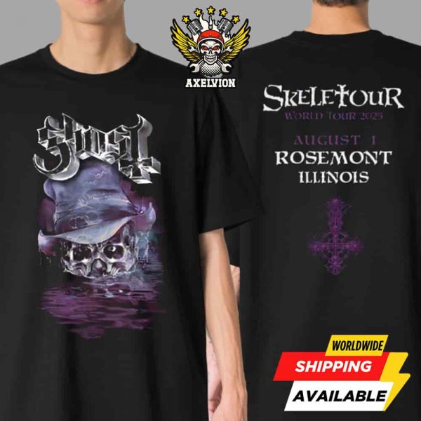 Ghost Band Official Skeletour 2025 Rosemont Exclusive Tee At The Allstate Arena On August 1 Double-Sided Printed Shirt