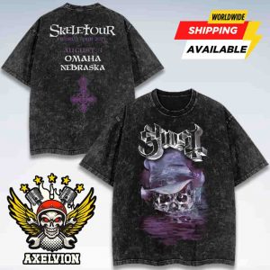 Ghost Band Official Skeletour World Tour 2025 Omaha Nebraska On August 3 Exclusive Merch Washed Shirt