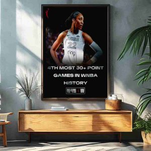 History Made A’ja Wilson Climbs To 4th All-Time In WNBA 30-Point Games Welcome To The W 2025 Decorative Poster Canvas