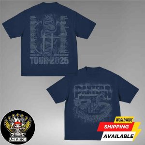 Pantera Cowboys From Hell CFH Tour 2025 Merch Navy Snake Tee Dates List Two Sided Unisex T-Shirt