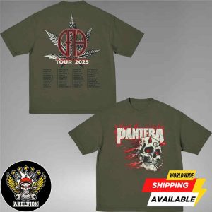 Pantera Cowboys From Hell CFH Tour 2025 Smoking Skull Tee Dates List Two Sided Unisex T-Shirt