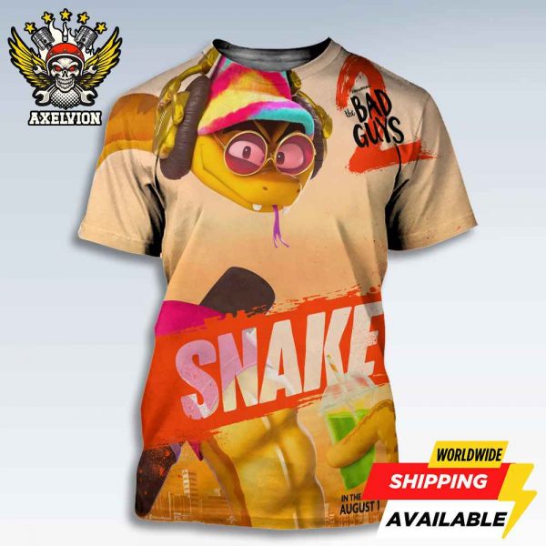 The Bad Guys 2 Poster Mr Snake Only In Theaters August 1 2025 Bold All-Sides Print Tee Shirt