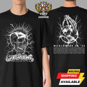 The Offspring Supercharged Worldwide In ’25 Mohawk Skull 2025 Tour Exclusive Merch Double-Sided Printed Shirt