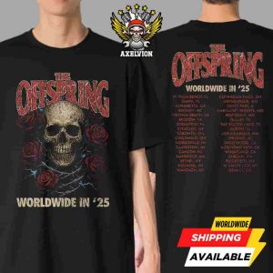 The Offspring Supercharged Worldwide In ’25 Rose Skull 2025 Exclusive Tee Merch Double-Sided Printed Shirt