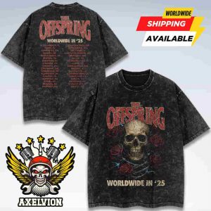 The Offspring Supercharged Worldwide In ’25 Rose Skull 2025 Washed Shirt