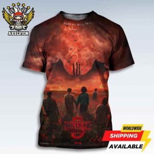 Trailer Poster Stranger Things 5 Final Season November 2025 On Netflix Hawkins Will Fall Bold All-Sides Print Tee Shirt