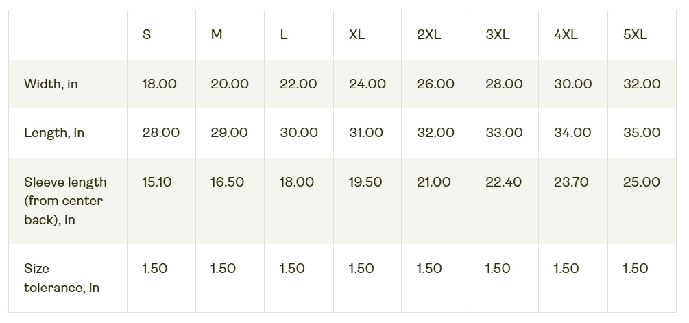 Unisex T Shirt Size Guide